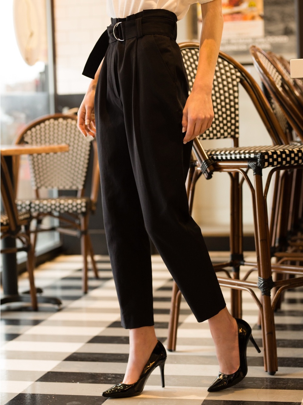 ALC Diego Pant vintage black size 2 high waist belt dress pants